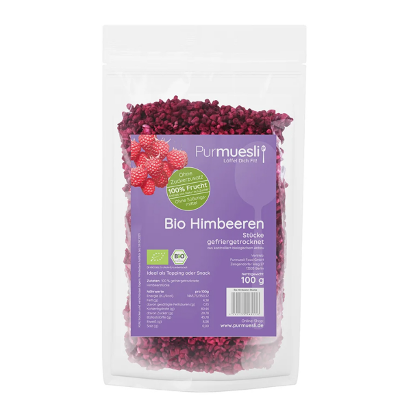 Bio Himbeeren gefriergetrocknet 100g  (Fruchtstücke)