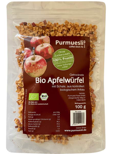 Bio Apfelwürfel getrocknet 100g