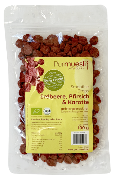Smoothie Drops - Bio Erdbeere, Pfirsich, Karotte 100g
